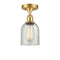 Caledonia Semi-Flush Mount shown in the Satin Gold finish with a Mica shade