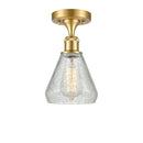 Conesus Semi-Flush Mount shown in the Satin Gold finish with a Clear Crackle shade