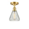 Conesus Semi-Flush Mount shown in the Satin Gold finish with a Clear Crackle shade