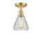 Conesus Semi-Flush Mount shown in the Satin Gold finish with a Clear Crackle shade