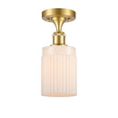 Hadley Semi-Flush Mount shown in the Satin Gold finish with a Matte White shade