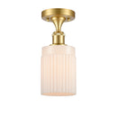 Hadley Semi-Flush Mount shown in the Satin Gold finish with a Matte White shade