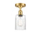 Hadley Semi-Flush Mount shown in the Satin Gold finish with a Clear shade