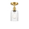 Hadley Semi-Flush Mount shown in the Satin Gold finish with a Clear shade