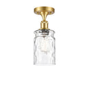 Candor Semi-Flush Mount shown in the Satin Gold finish with a Clear Waterglass shade