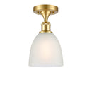 Castile Semi-Flush Mount shown in the Satin Gold finish with a White shade