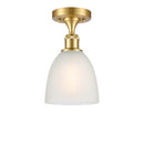 Castile Semi-Flush Mount shown in the Satin Gold finish with a White shade