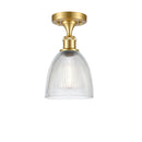 Castile Semi-Flush Mount shown in the Satin Gold finish with a Clear shade