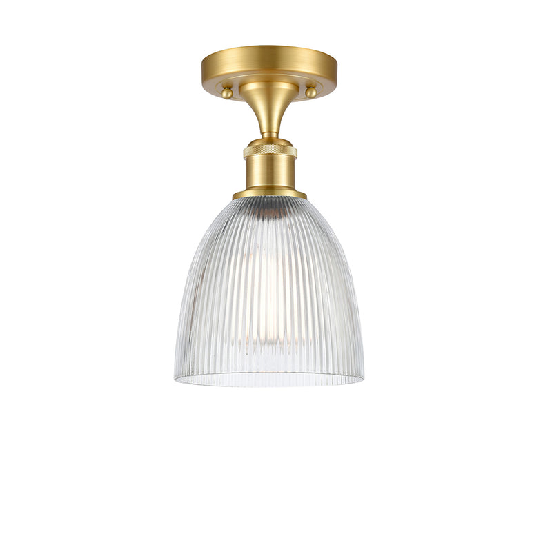 Castile Semi-Flush Mount shown in the Satin Gold finish with a Clear shade