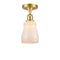 Ellery Semi-Flush Mount shown in the Satin Gold finish with a White shade