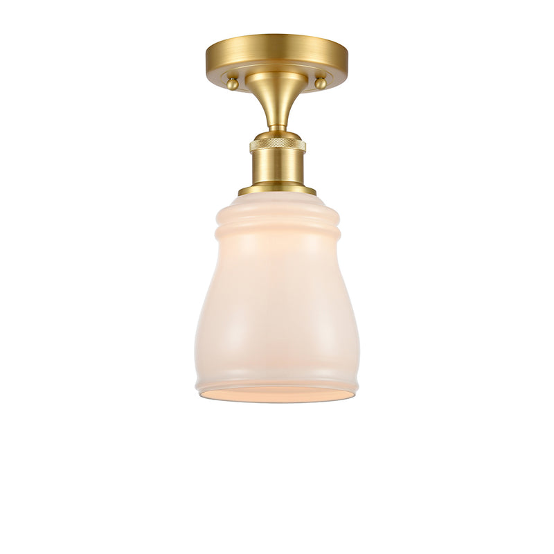 Ellery Semi-Flush Mount shown in the Satin Gold finish with a White shade