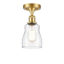 Ellery Semi-Flush Mount shown in the Satin Gold finish with a Clear shade