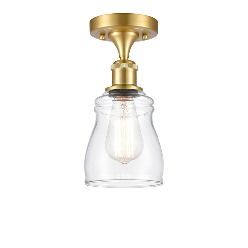 Ellery Semi-Flush Mount shown in the Satin Gold finish with a Clear shade