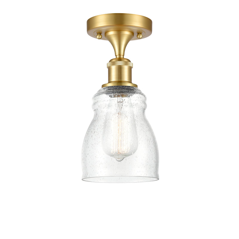 Ellery Semi-Flush Mount shown in the Satin Gold finish with a Seedy shade