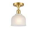 Dayton Semi-Flush Mount shown in the Satin Gold finish with a White shade