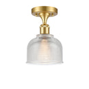 Dayton Semi-Flush Mount shown in the Satin Gold finish with a Clear shade