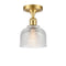 Dayton Semi-Flush Mount shown in the Satin Gold finish with a Clear shade