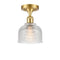 Dayton Semi-Flush Mount shown in the Satin Gold finish with a Clear shade