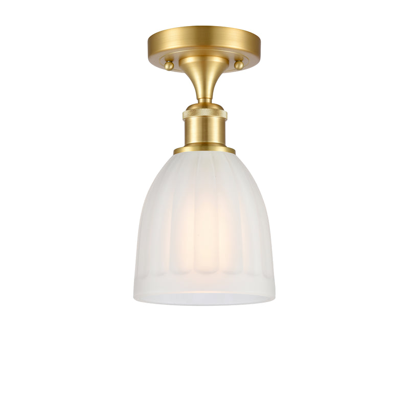 Brookfield Semi-Flush Mount shown in the Satin Gold finish with a White shade