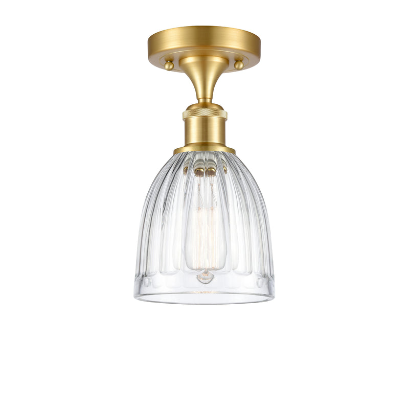 Brookfield Semi-Flush Mount shown in the Satin Gold finish with a Clear shade