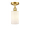 Clymer Semi-Flush Mount shown in the Satin Gold finish with a Matte White shade