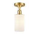 Clymer Semi-Flush Mount shown in the Satin Gold finish with a Matte White shade