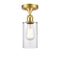 Clymer Semi-Flush Mount shown in the Satin Gold finish with a Clear shade