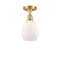 Eaton Semi-Flush Mount shown in the Satin Gold finish with a Matte White shade