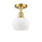 Fenton Semi-Flush Mount shown in the Satin Gold finish with a Matte White shade