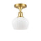 Fenton Semi-Flush Mount shown in the Satin Gold finish with a Matte White shade