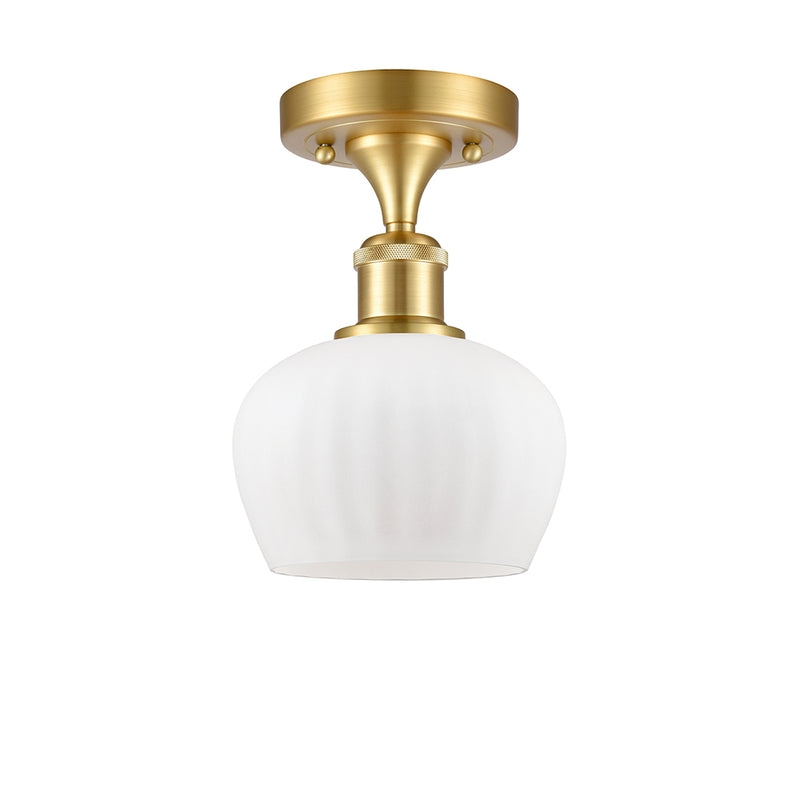 Fenton Semi-Flush Mount shown in the Satin Gold finish with a Matte White shade