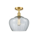 Fenton Semi-Flush Mount shown in the Satin Gold finish with a Clear shade