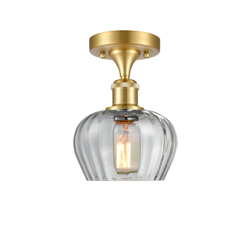 Fenton Semi-Flush Mount shown in the Satin Gold finish with a Clear shade