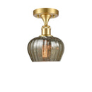 Fenton Semi-Flush Mount shown in the Satin Gold finish with a Mercury shade