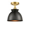 Adirondack Semi-Flush Mount shown in the Satin Gold finish with a Matte Black shade