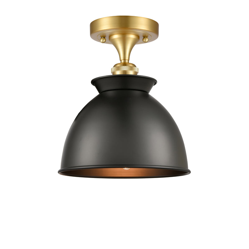 Adirondack Semi-Flush Mount shown in the Satin Gold finish with a Matte Black shade