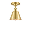 Smithfield Semi-Flush Mount shown in the Satin Gold finish with a Satin Gold shade