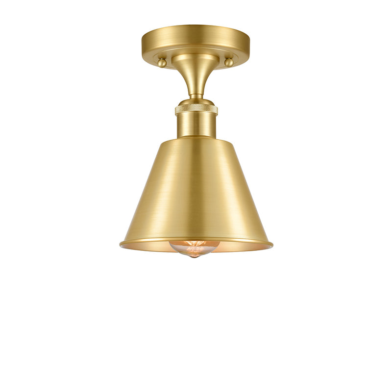 Smithfield Semi-Flush Mount shown in the Satin Gold finish with a Satin Gold shade