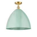 Plymouth Dome Semi-Flush Mount shown in the Satin Gold finish with a Seafoam shade