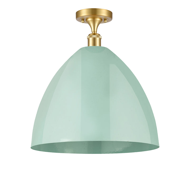 Plymouth Dome Semi-Flush Mount shown in the Satin Gold finish with a Seafoam shade