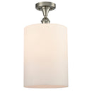 Cobbleskill Semi-Flush Mount shown in the Brushed Satin Nickel finish with a Matte White shade