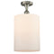 Cobbleskill Semi-Flush Mount shown in the Brushed Satin Nickel finish with a Matte White shade