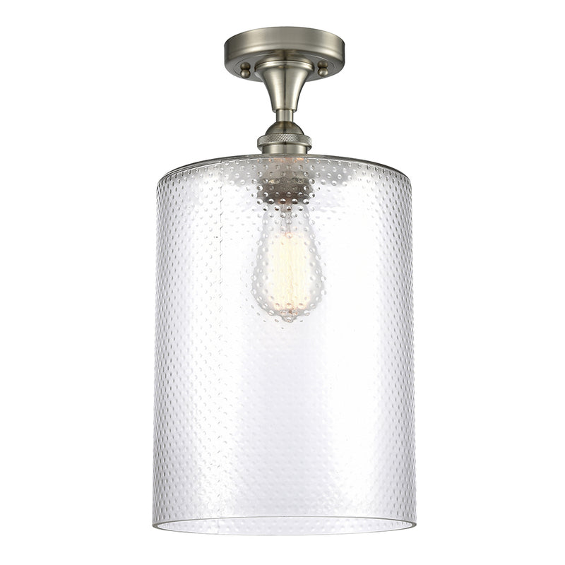 Cobbleskill Semi-Flush Mount shown in the Brushed Satin Nickel finish with a Clear shade