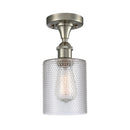 Cobbleskill Semi-Flush Mount shown in the Brushed Satin Nickel finish with a Clear shade