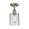 Cobbleskill Semi-Flush Mount shown in the Brushed Satin Nickel finish with a Clear shade