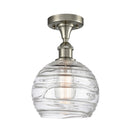 Deco Swirl Semi-Flush Mount shown in the Brushed Satin Nickel finish with a Clear shade