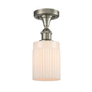 Hadley Semi-Flush Mount shown in the Brushed Satin Nickel finish with a Matte White shade