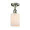 Hadley Semi-Flush Mount shown in the Brushed Satin Nickel finish with a Matte White shade