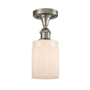 Hadley Semi-Flush Mount shown in the Brushed Satin Nickel finish with a Matte White shade