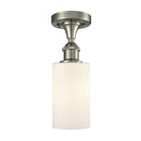 Clymer Semi-Flush Mount shown in the Brushed Satin Nickel finish with a Matte White shade